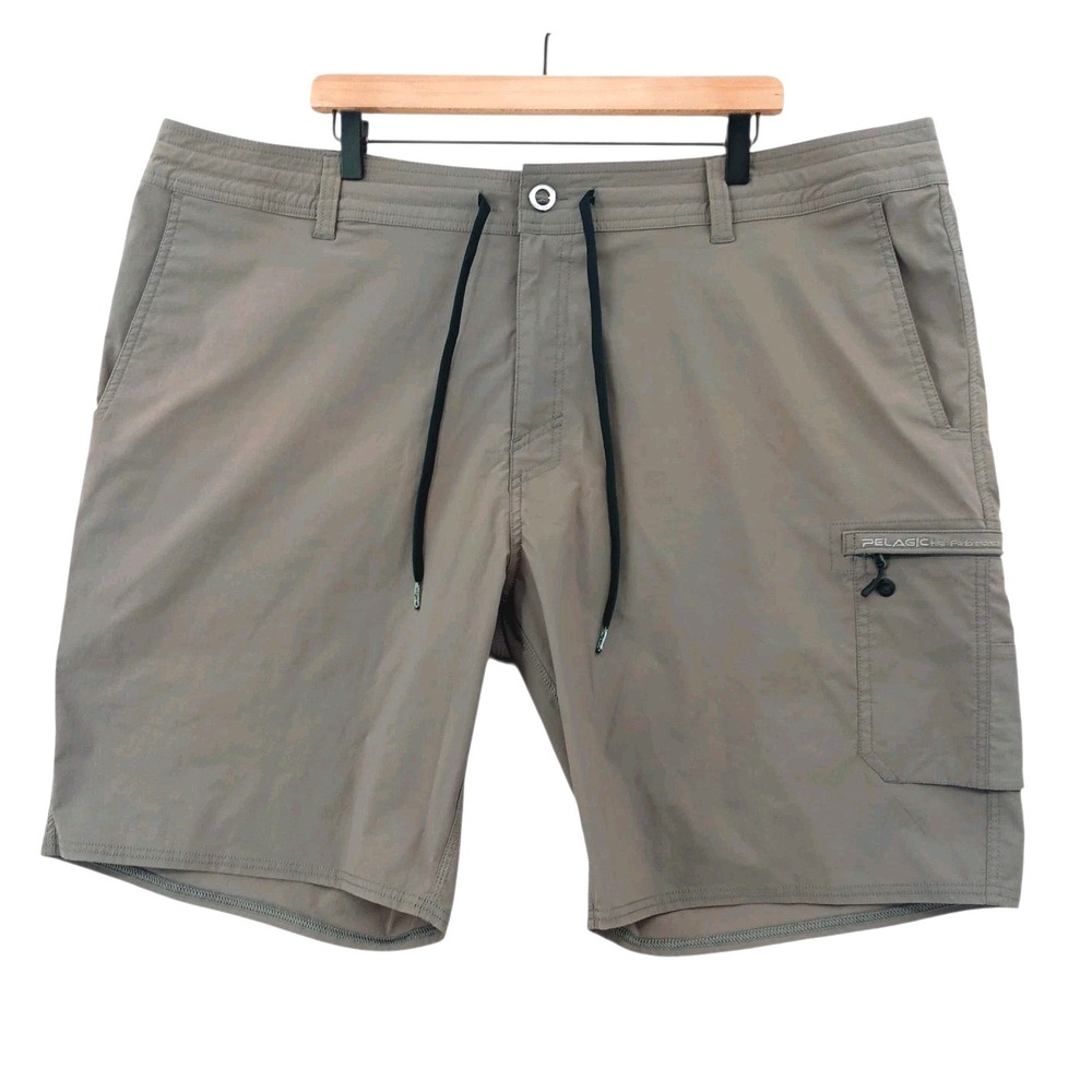 Pelagic Traverse Fishing Board Shorts Mens 44 Grey Nylon Performance Swim Fading